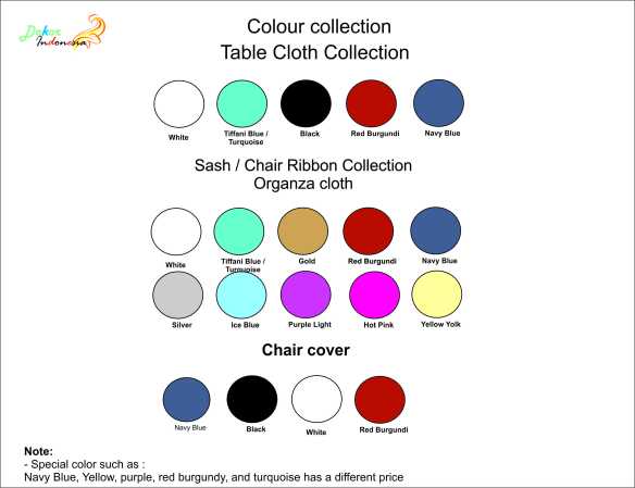  own several color collection especially for table sash and chair cover